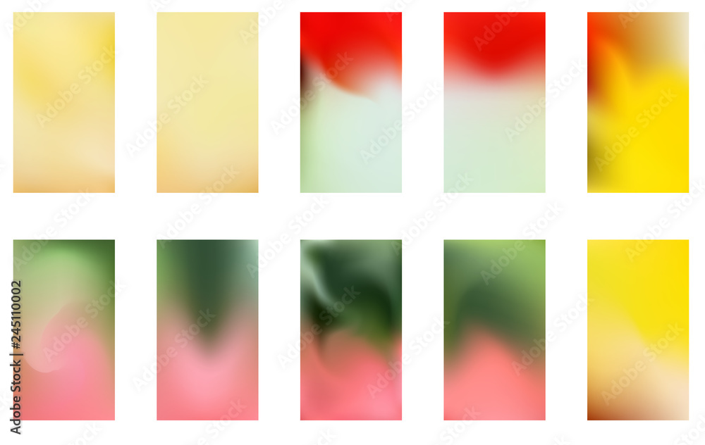 Fototapeta premium Big collection of neon pastel holographic gradients. Colorful backgrounds in trendy neon colors. Swatches for design.