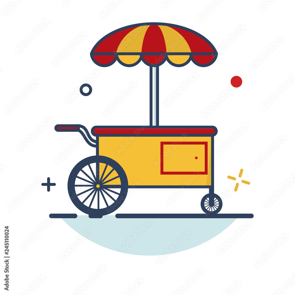 Carnival Icon | Food Cart Icon - with Outline Filled Style