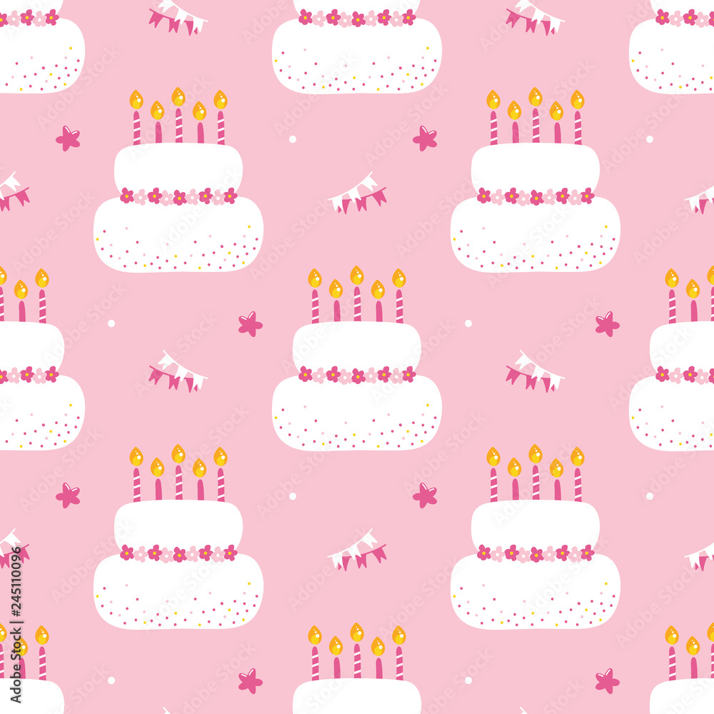 Birthday Cake Illustration Vector Free Pattern - GraphicSurf.com