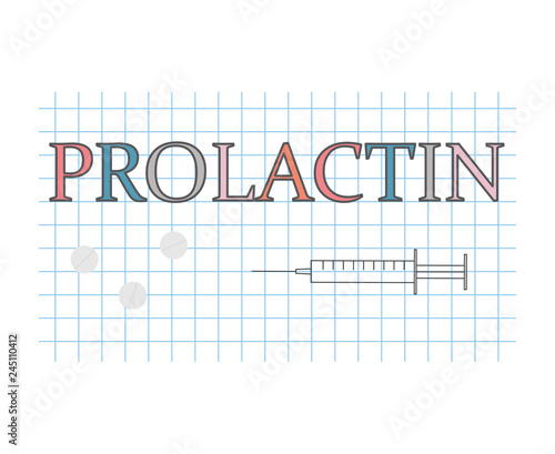 prolactin word on checkered paper sheet- vector illustration