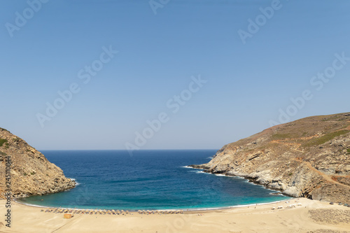 Zorgos beach at Andros island in Greece. A beautiful travel destination.
