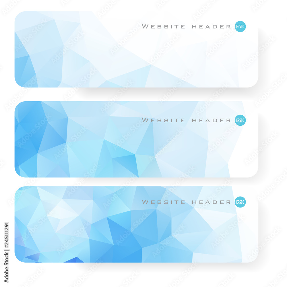 Vector design template set of banner, header for website with triangle geometric background Vector design template set of banner, header for website with triangle geometric background