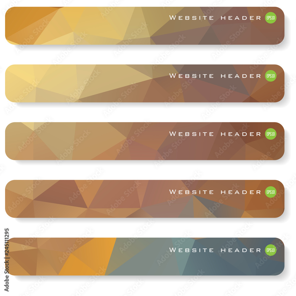 Vector design template set of banner, header for website with triangle geometric background Vector design template set of banner, header for website with triangle geometric background