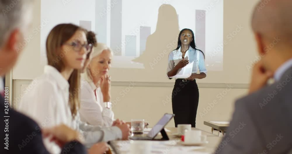 4K Young female business manager expressing disappointment in her team during meeting 4K Young female business manager expressing disappointment in her team during meeting