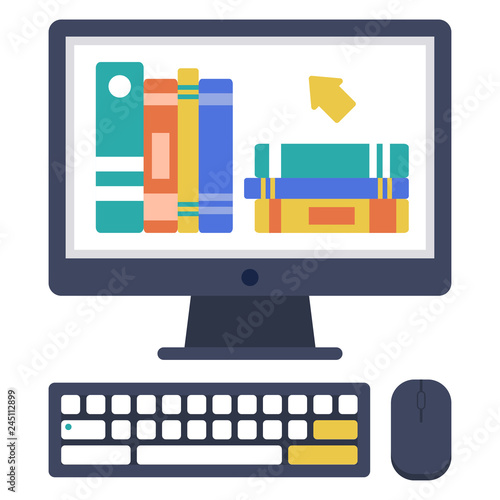 Digital library flat illustration