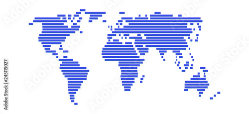 Weltkarte als Hintergrund aus blauen Streifen