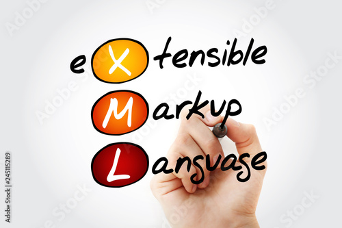 XML - eXtensible Markup Language acronym with marker, technology concept photo