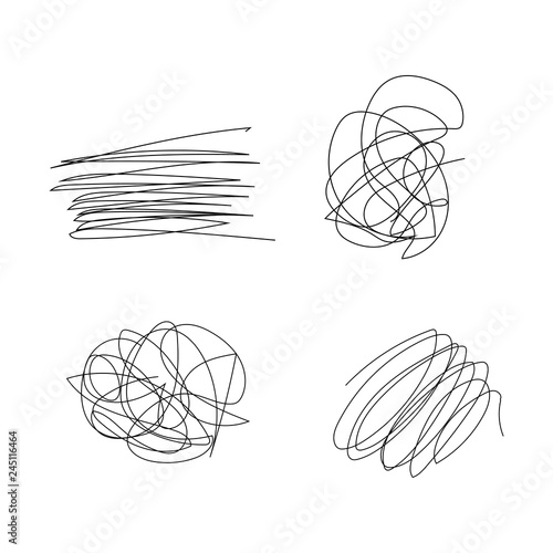 scribble hand drawn circle object set black line
