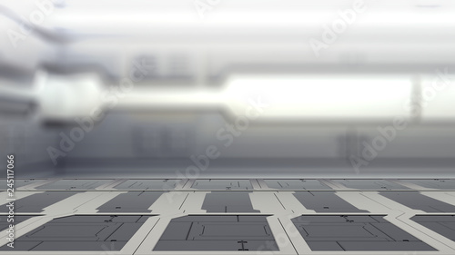 steel table on a spaceship, sci-fi Background - can used for display or montage your products 3d render