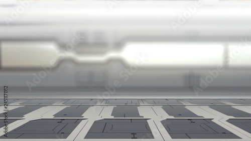 steel table on a spaceship, sci-fi Background - can used for display or montage your products 3d render