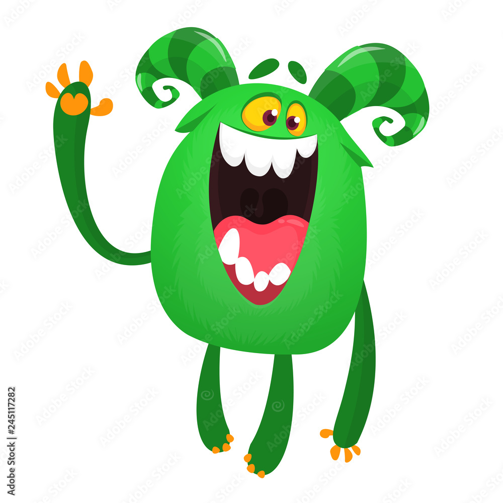 Fototapeta premium Happy cartoon monster. Vector character
