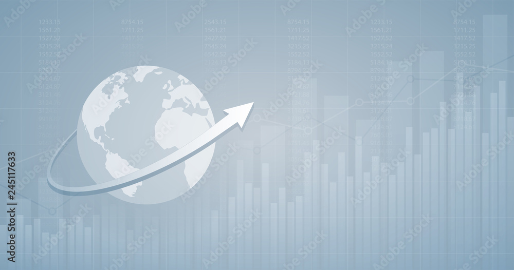 Widescreen abstract financial chart with up trend line graph and arrow ...