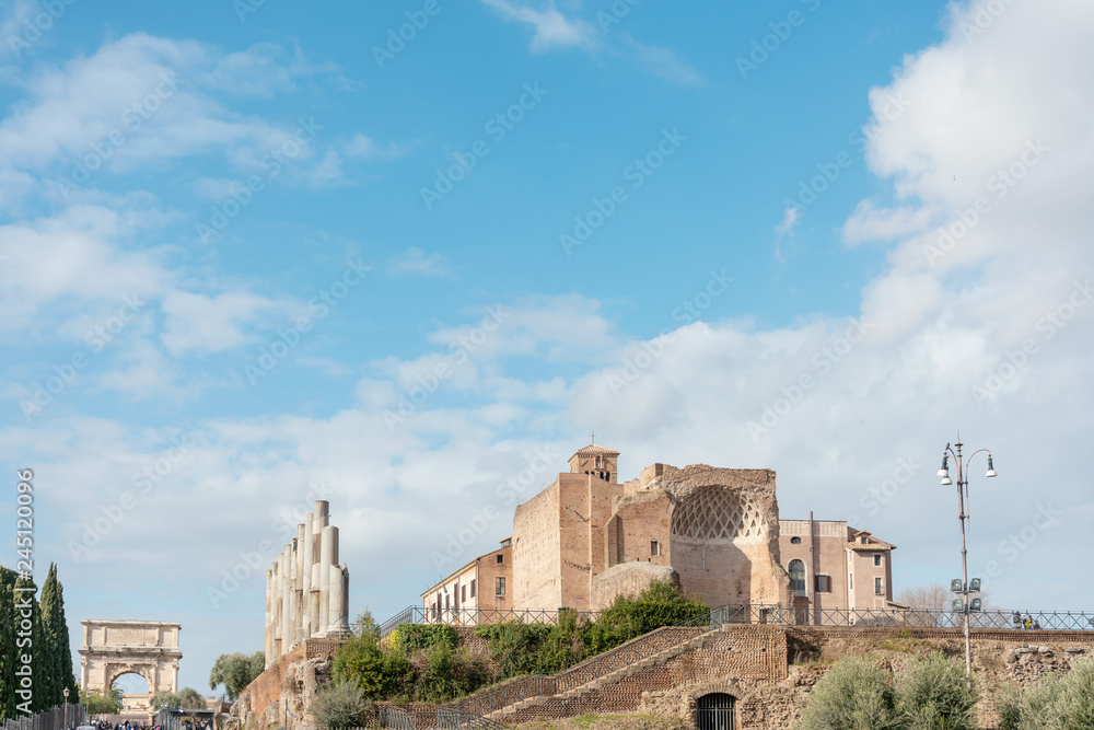 ROME, ITALY - January 17, 2019: Street view of downtown in Rome, ITALY