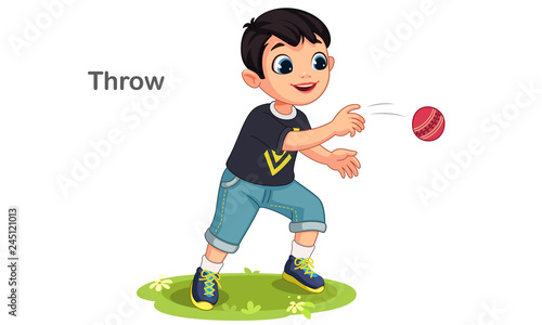 Cute boy throwing a ball