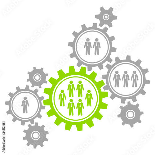 8 Business People Gears Border Graphics Grey/Green