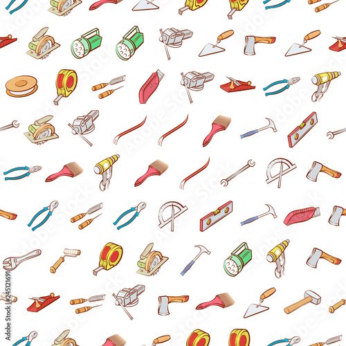 Building tools set. Background for printing, design, web. Seamless. Colored.