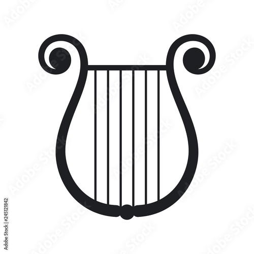 Lyre black silhouette. Vector flat icon isolated on white background.