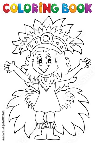 Coloring book happy samba dancer theme 1