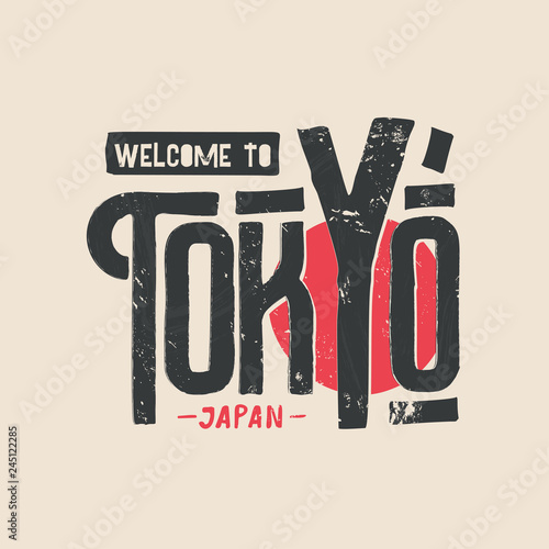 Tokyo t-shirt and apparel grunge design. Vector japanese prints typography, poster, banner. Travel vintage logo for sport club, college and agency.