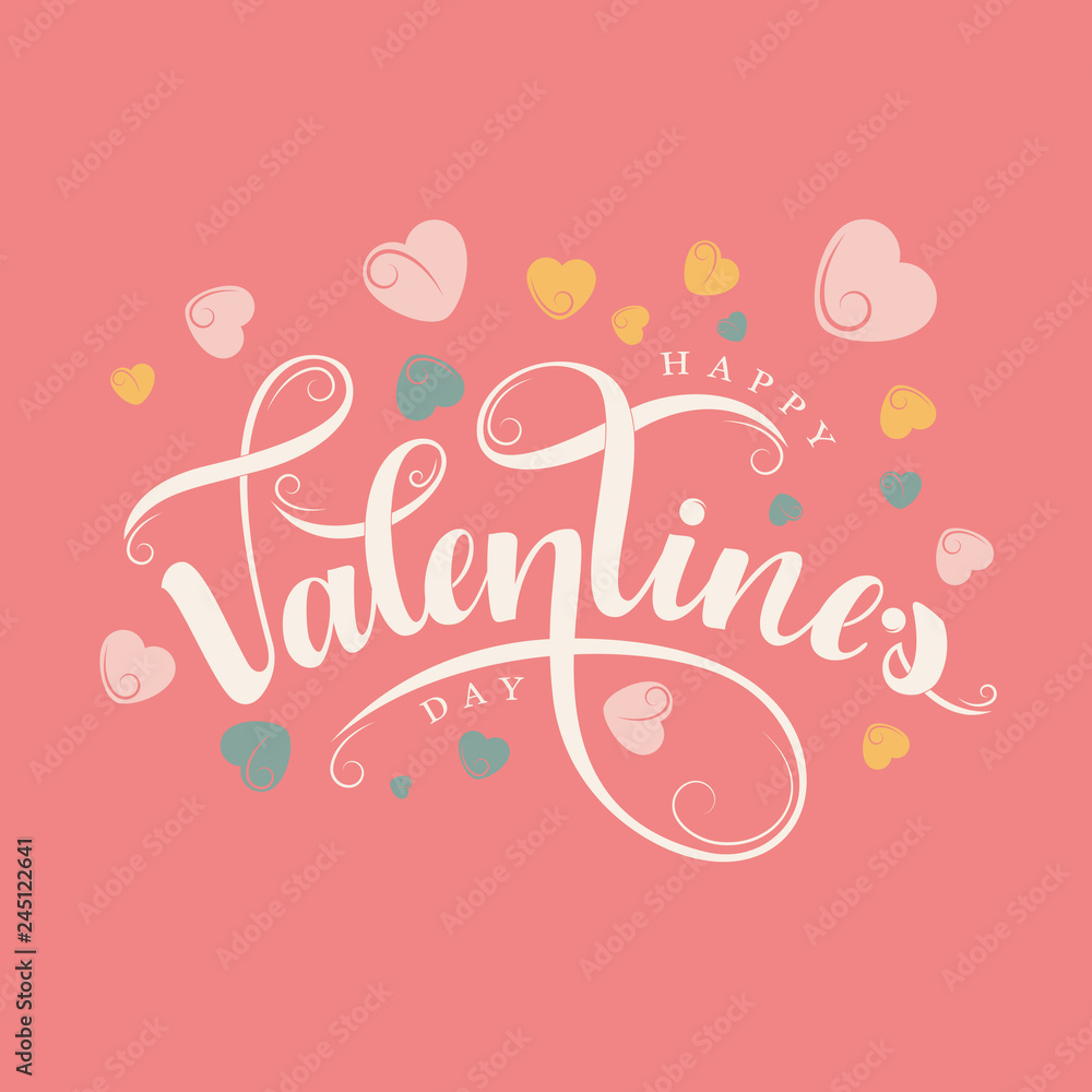 Happy Valentine's Day lettering illustration sign