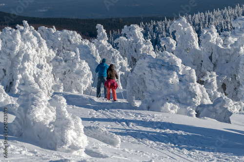 Bild auf Leinwand Brocken Harz Winter Skifahren