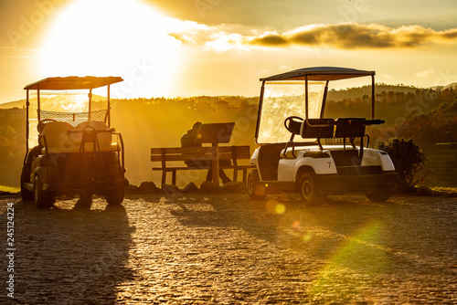 Golf course sunset photo
