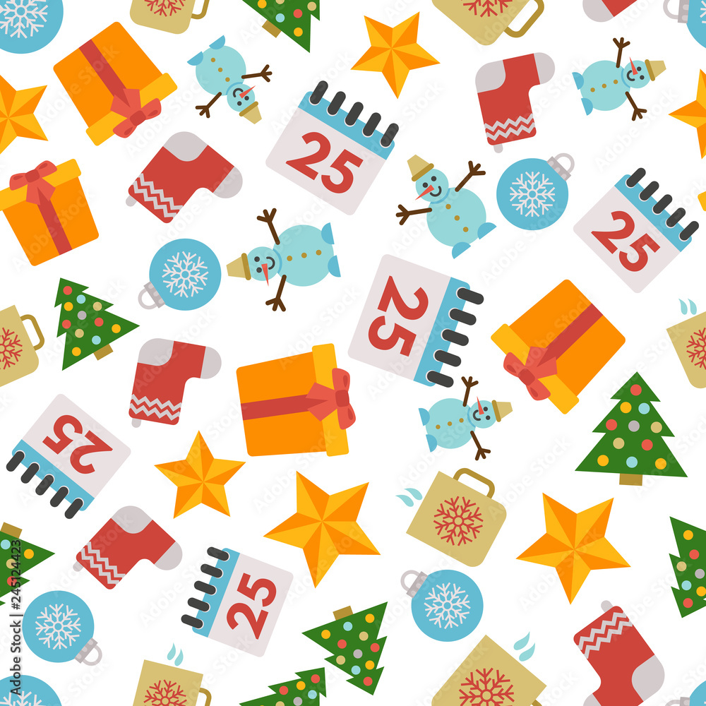 Seamless Pattern with Christmas icons
