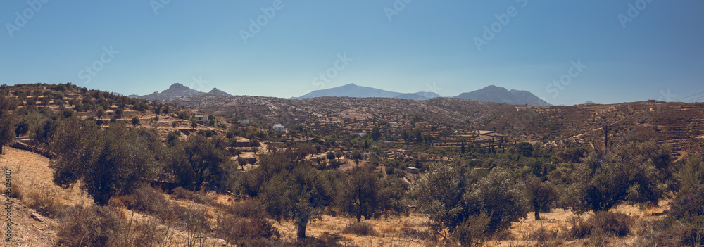 view of mountains and valley in naxos view of mountains and valley in naxos