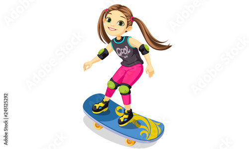 Cute little girl on a skateboard