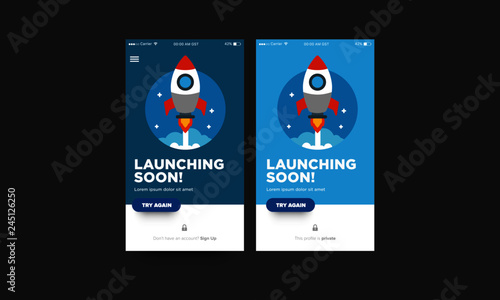 Launching Soon Page Design App Interface for Smart Phones