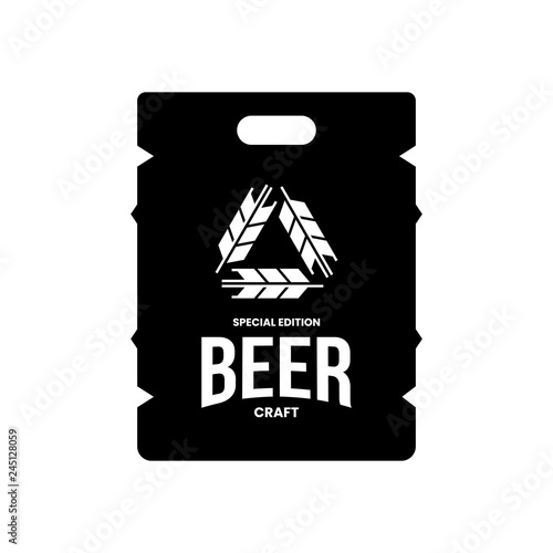 Modern craft beer drink vector logo sign for bar, pub, store, brewhouse or brewery isolated on white background. Premium quality keg logotype illustration. Brewing fest fashion t-shirt badge design.