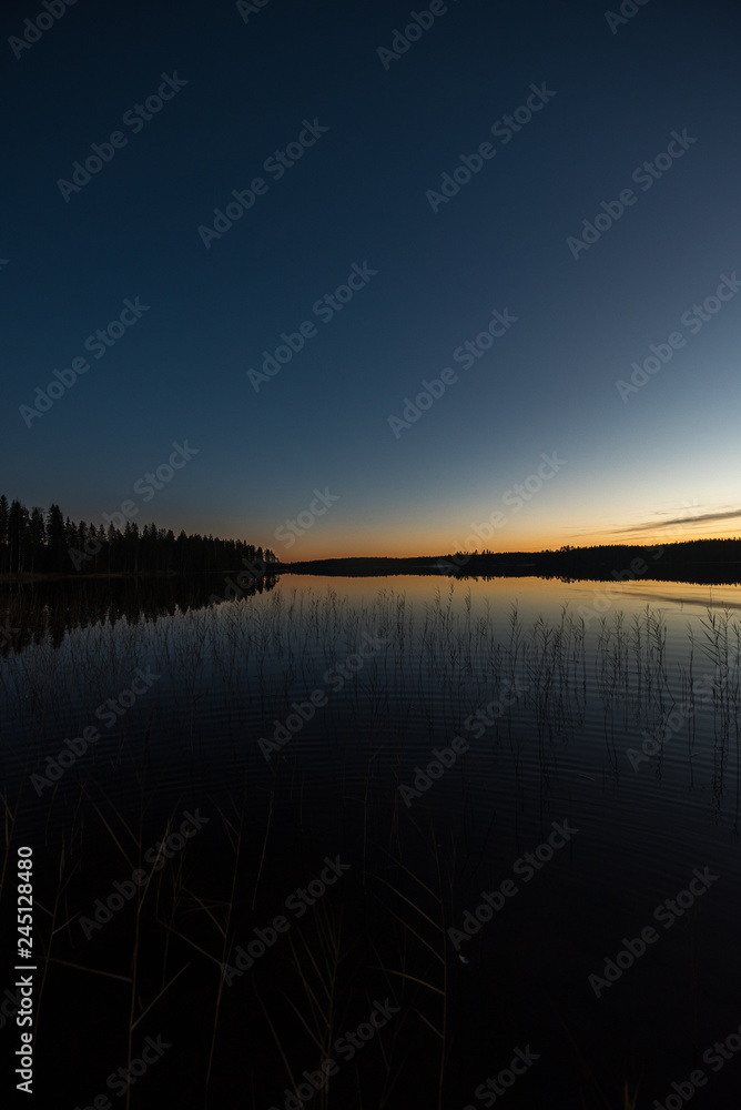 Sunset at midsummer in Finland