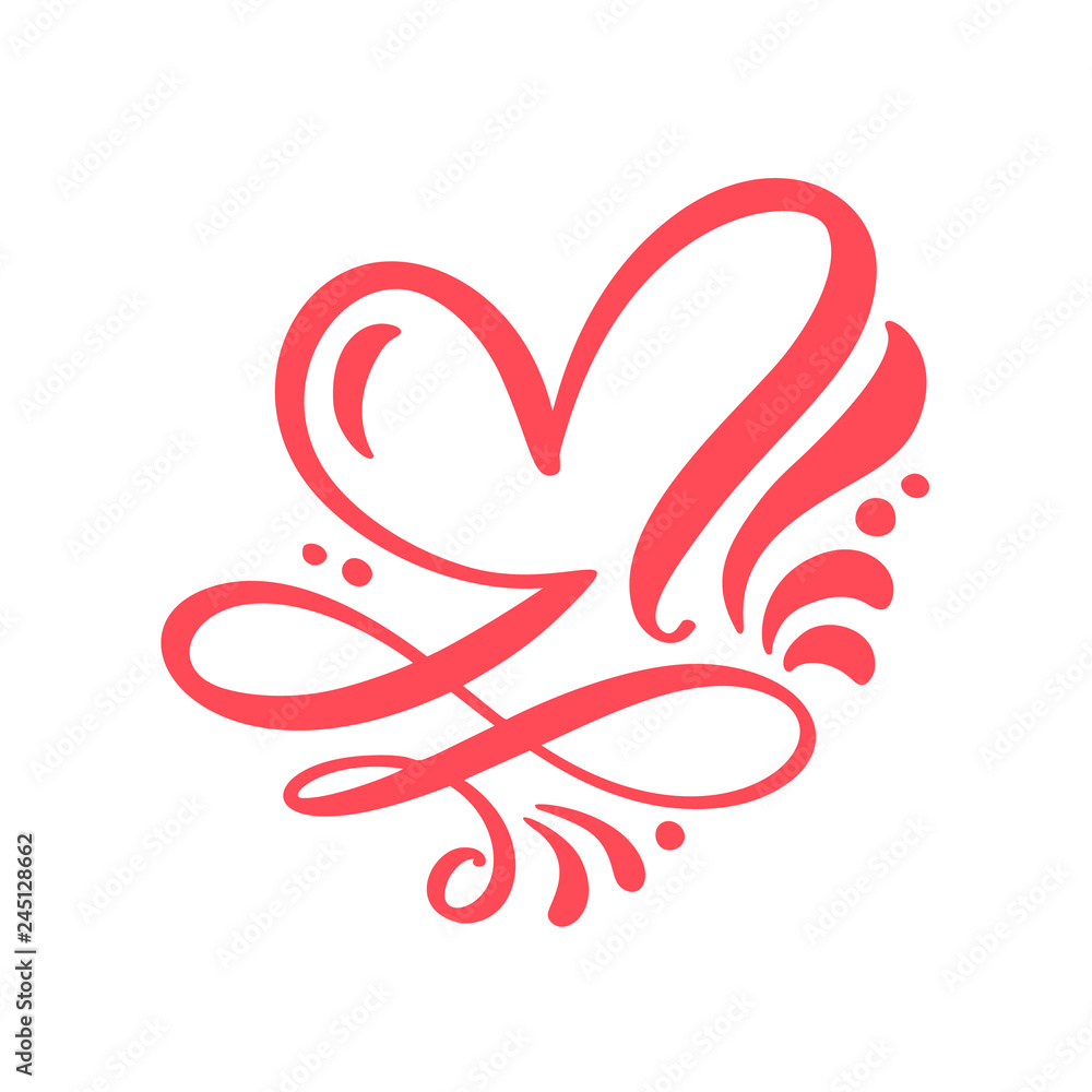 Heart love sign Vector illustration. Romantic symbol linked, join, passion and wedding. Design flat element of valentine day. Template for t-shirt, card, poster