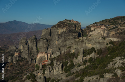 Landscape with monasteries and rock formations in Meteora, Greece. © smoke666