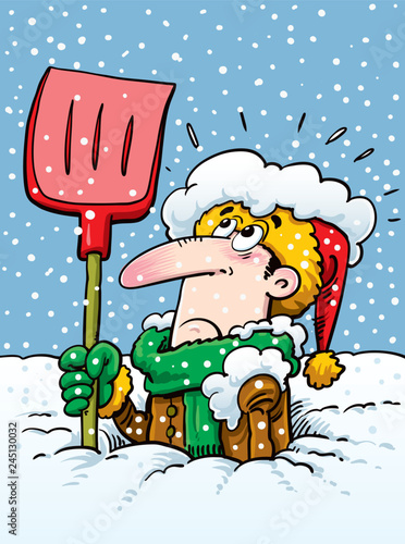 Man shoveling snow. - Vector