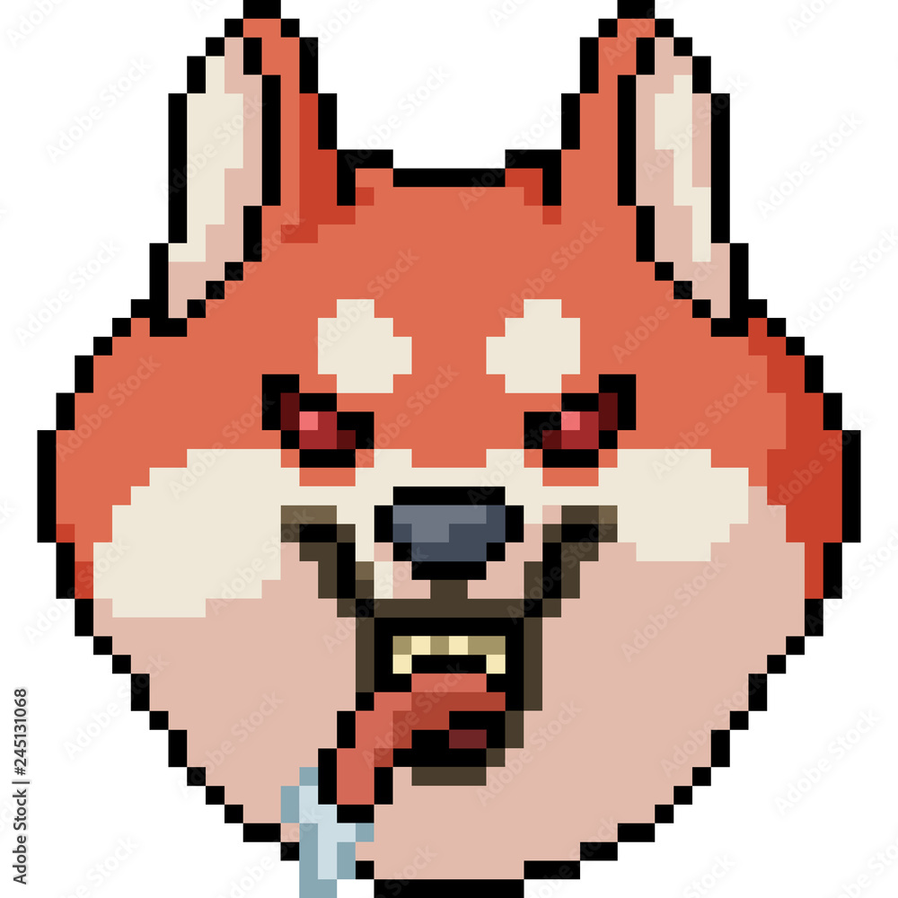 vector pixel art dog head