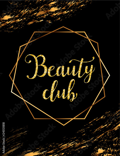 Beauty club vector poster with gold headline
