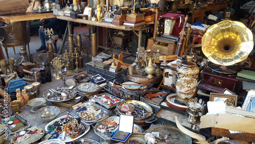 Antiques for sale at the famous Flea market on Athens, Greece