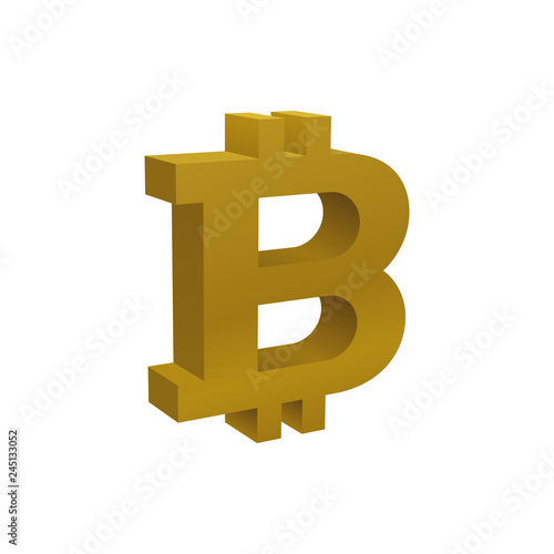 Gold colored crypto currency symbol, currency icon