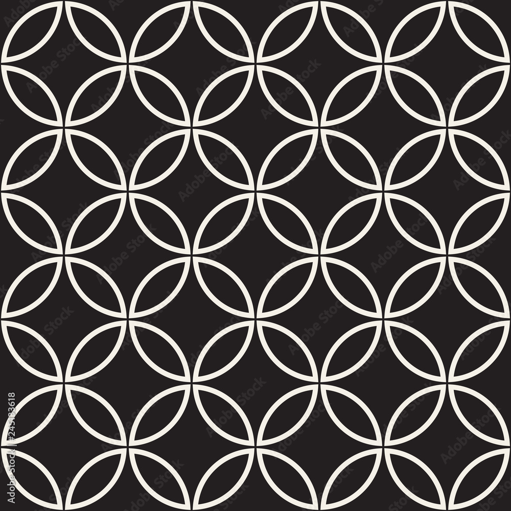 Fototapeta premium Vector seamless pattern. Modern stylish abstract texture. Repeating geometric circles and petal shapes.
