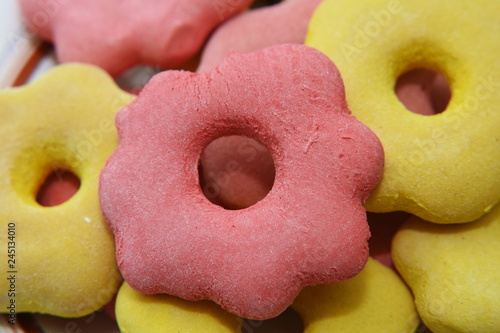 Romanian ,traditional  pink and yellow gingerbread for Easter ,turte photo