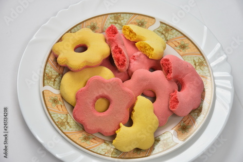 Romanian ,traditional  pink and yellow gingerbread for Easter ,turte photo