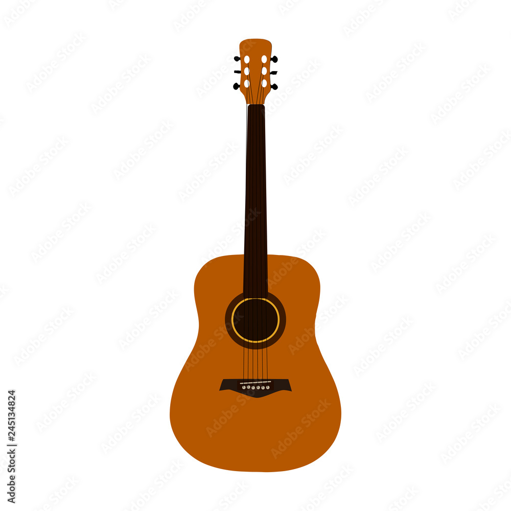Fototapeta premium Classic acoustic guitar on white background, vector eps 10