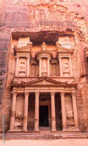 The temple of Al Khazneh in the capital of the Nabataean Kingdom  Petra  Jordan