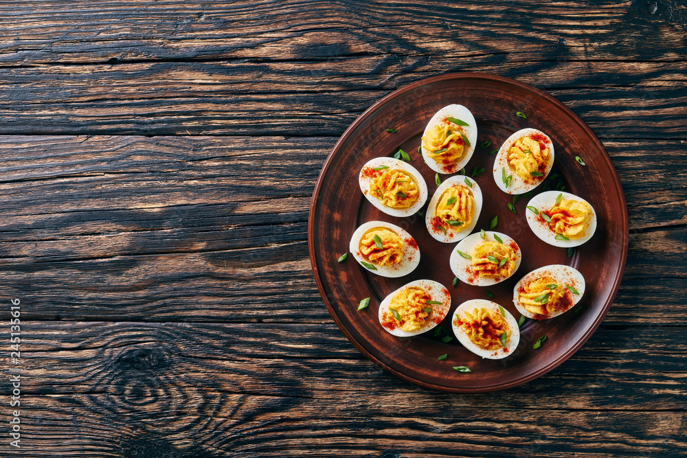 Deviled Eggs on a plate, rustic style Deviled Eggs on a plate, rustic style