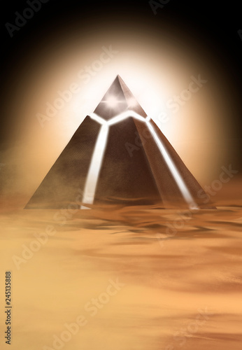 Egyptian pyramid  the magical power of antiquity. Oriental landscape  fantasy.