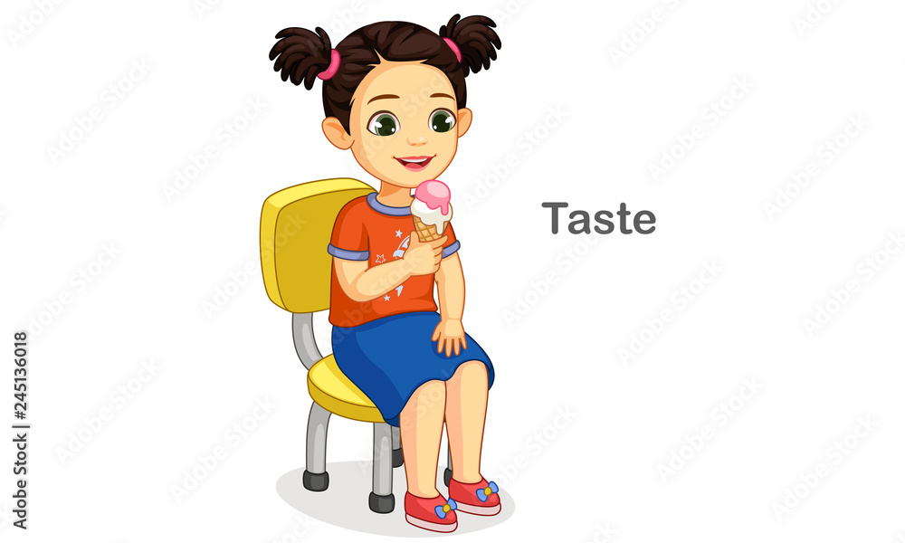 Little girl having icecream showing a Taste sense Little girl having icecream showing a Taste sense