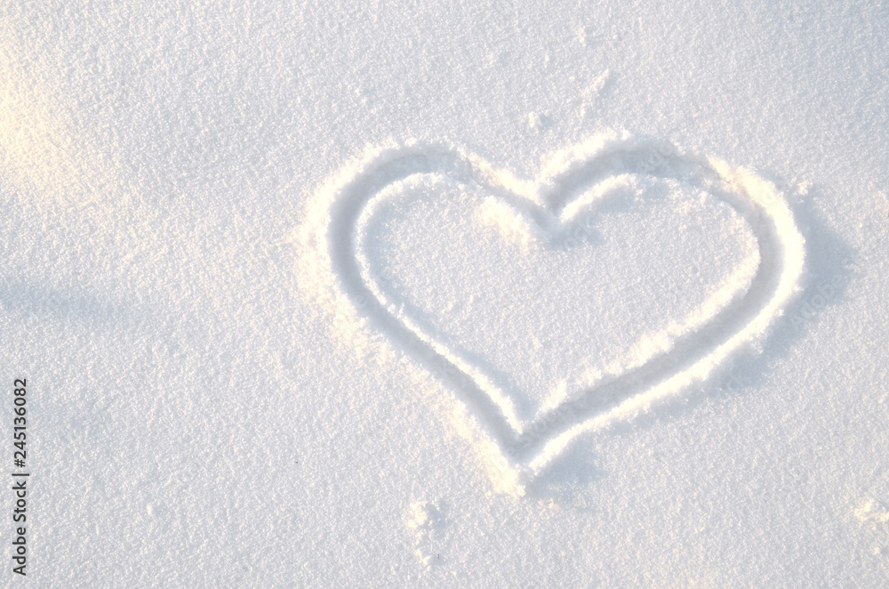 One heart drawn on the snow One heart drawn on the snow