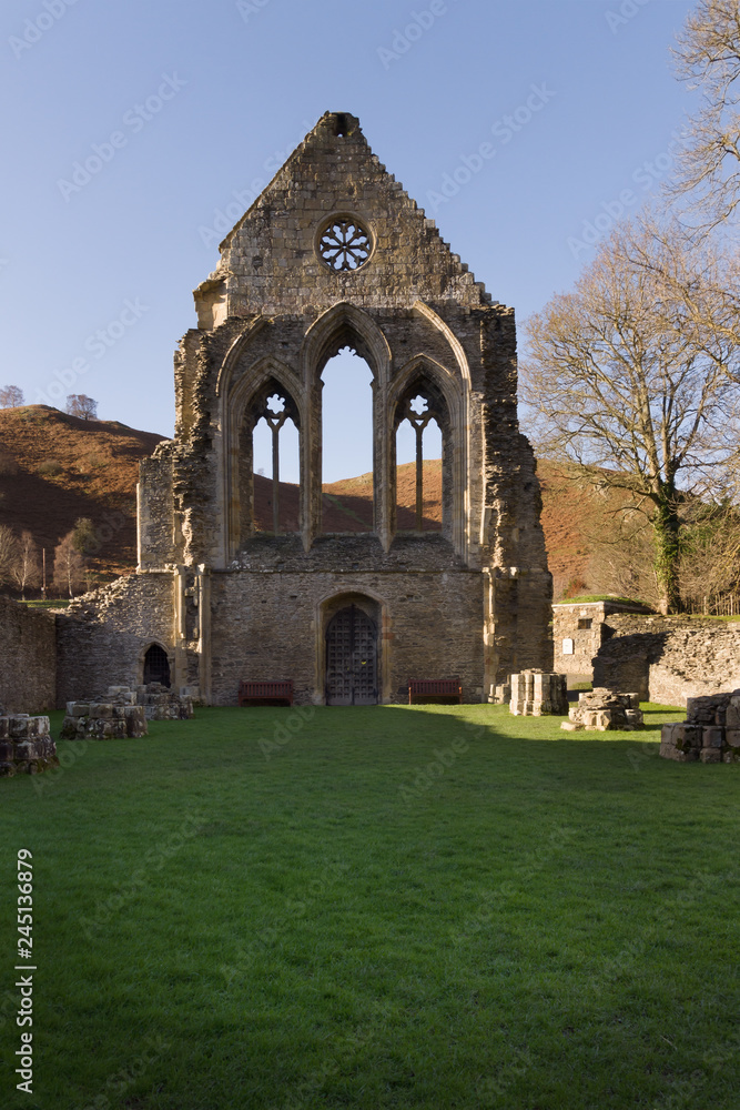 Valle Crucis Abbey was founded in 1201 as a Cistercian monastery and closed in 1537. The ruins are a prominent landmark in the vale of Llangollen North Wales