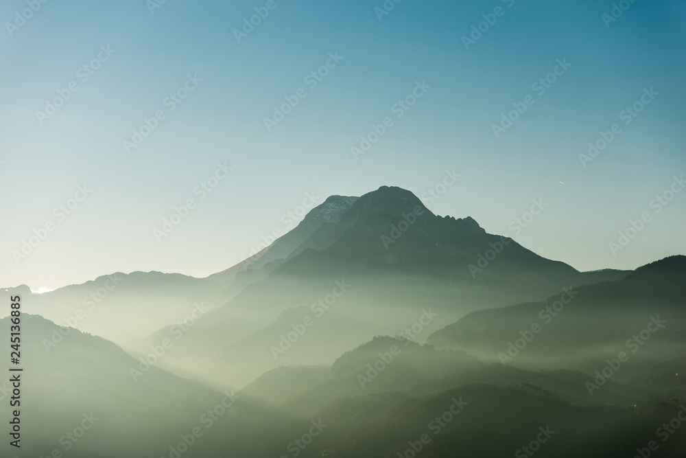 Soft landscape with fog and mountain - Apuan Alps